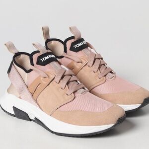 Tom Ford Jago sneakers pink peach neoprene suede 38.5